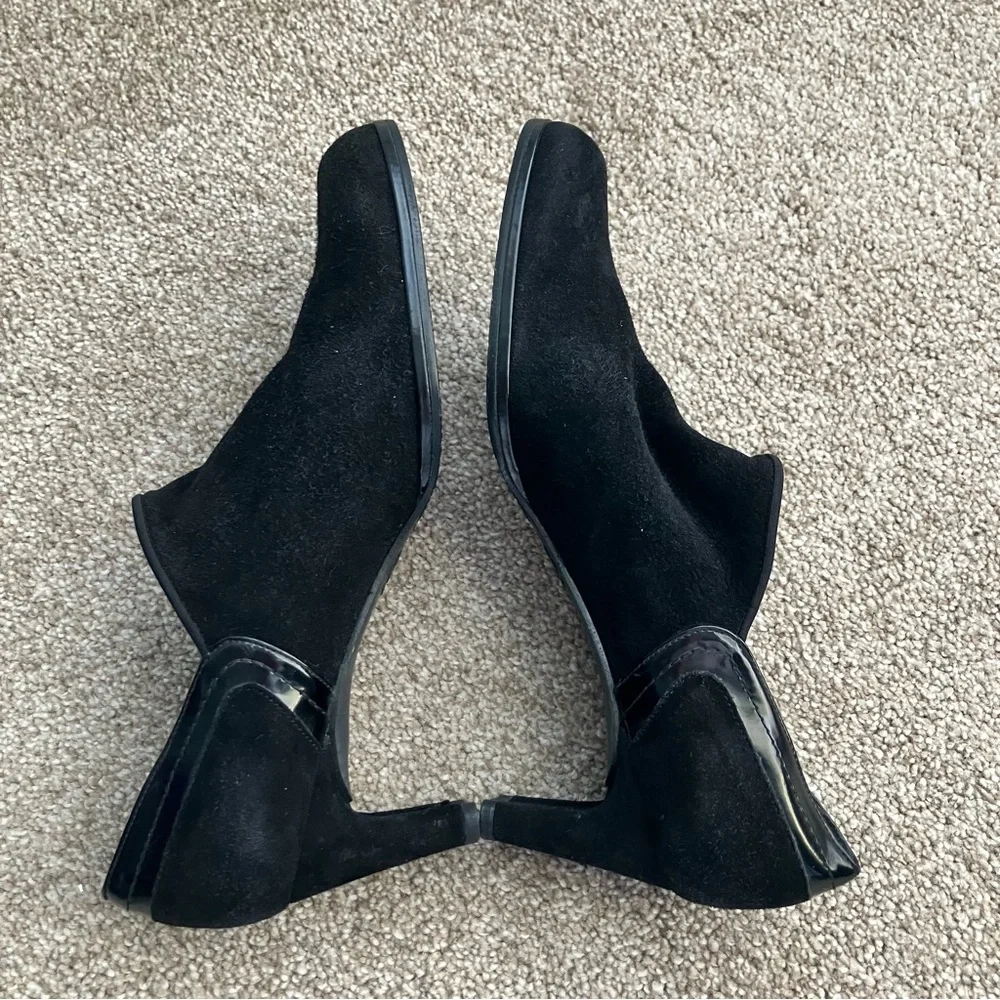 Stuart Weitzman‎ Black Suede Mule Heeled Booties Size 8 1/2M